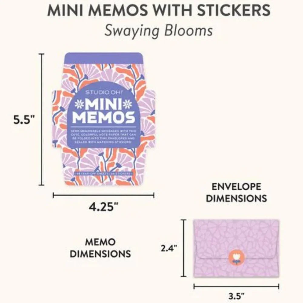 Studio Oh - Swaying Blooms Mini Memo with Stickers